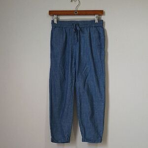 J. Crew Blue Chambray Pants with Elastic Waistband and Tapered Legs Sz 00